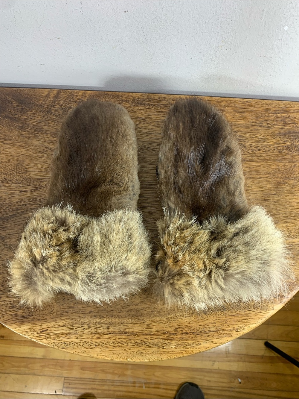 Vintage Fur-Lined Leather Mittens